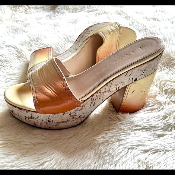 Prada Patent Leather Ombré Cork Platform Heels - Picture 10 of 12